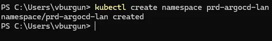 Création du namespace