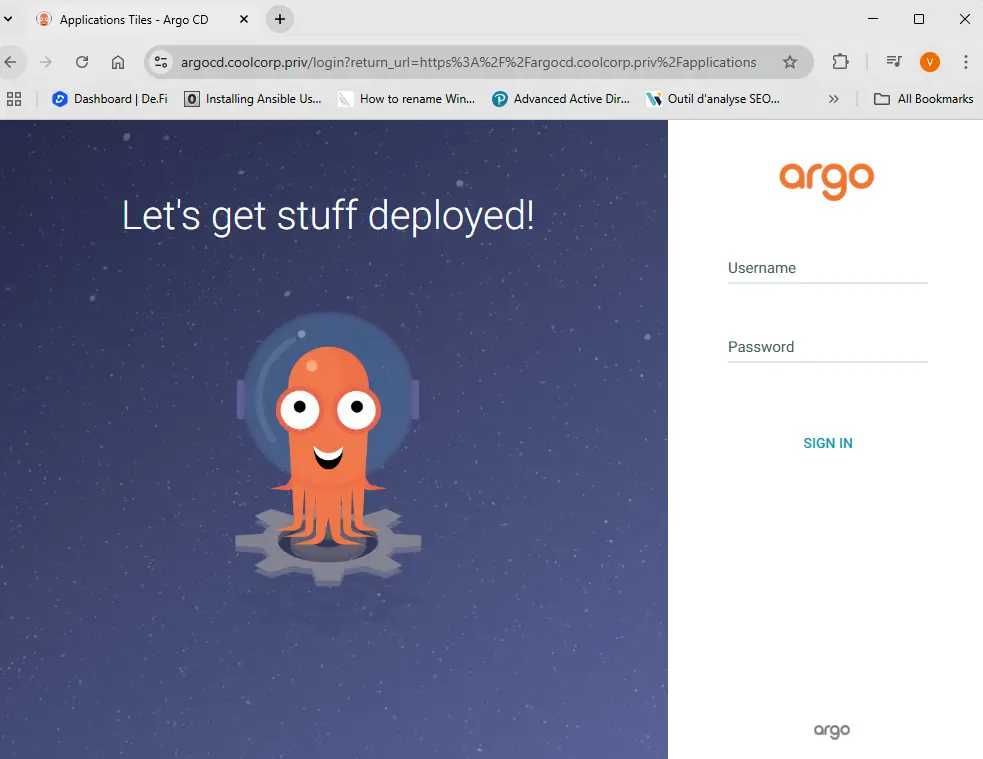 Interface de argocd