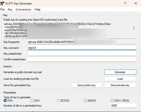 Création de la clef privée/clef public pour l'accès au repo