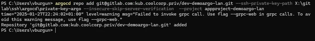 Déclaration du repo à ArgoCD