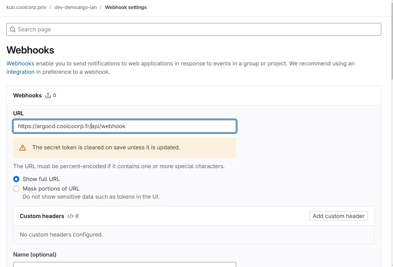 Configuration du webhook