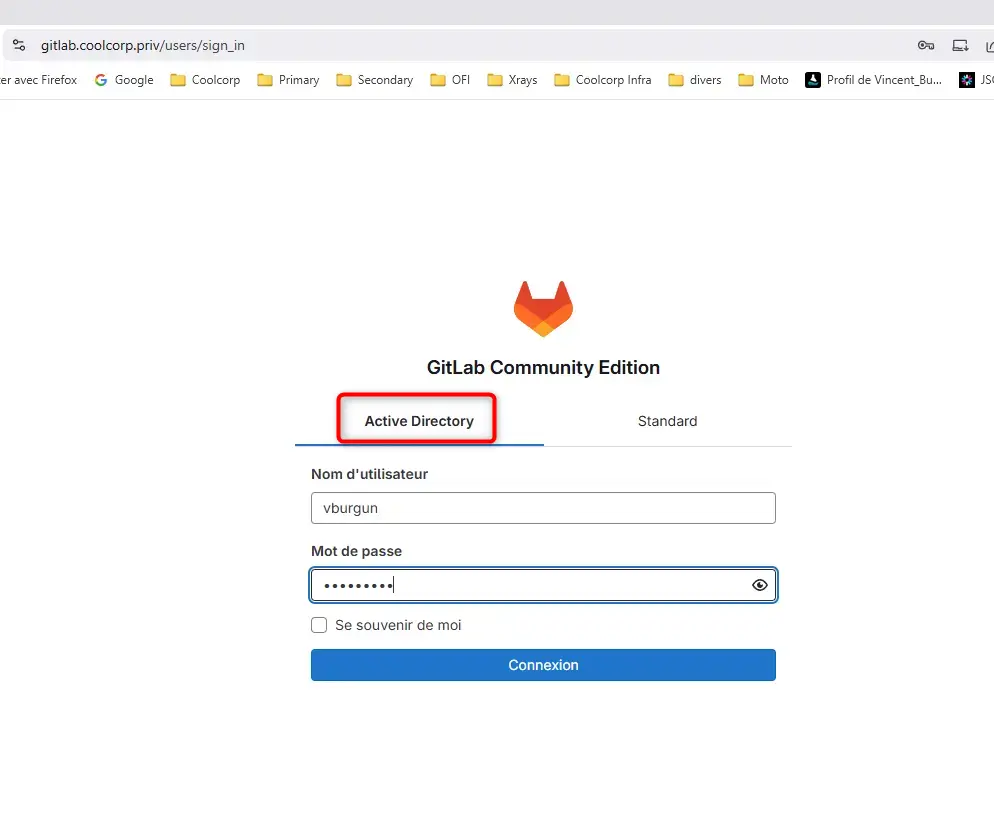 Accès avec un compte AD
