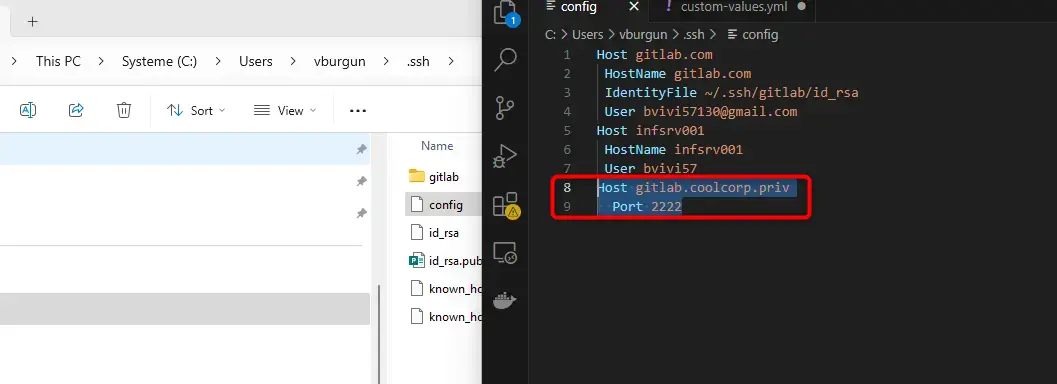 Modification de la conf du client SSH