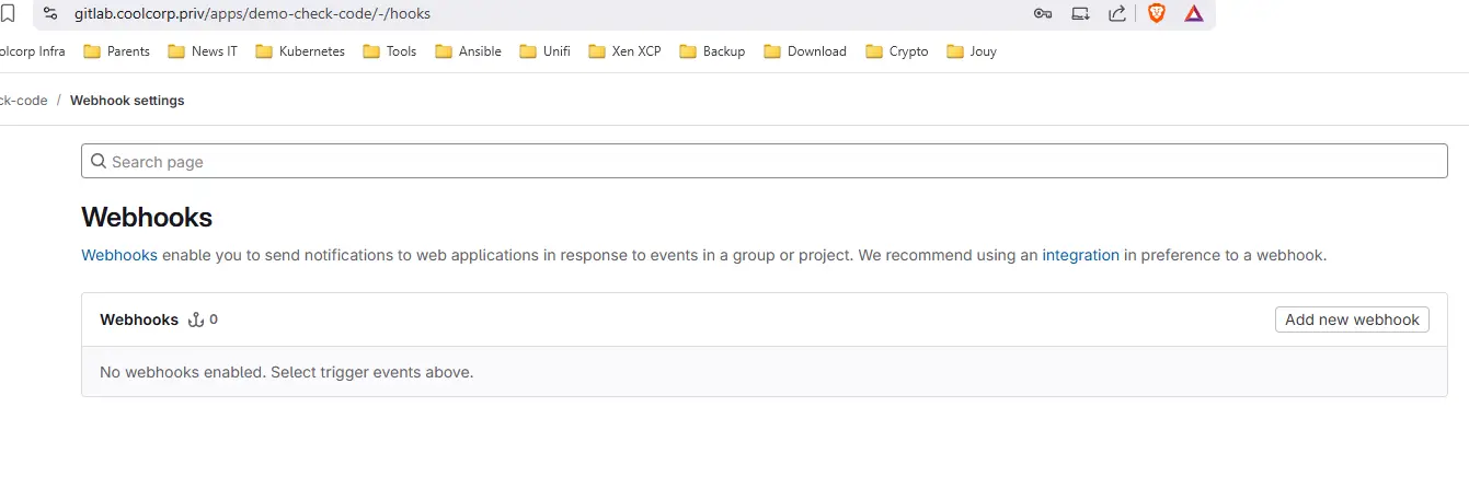 Création du webhook