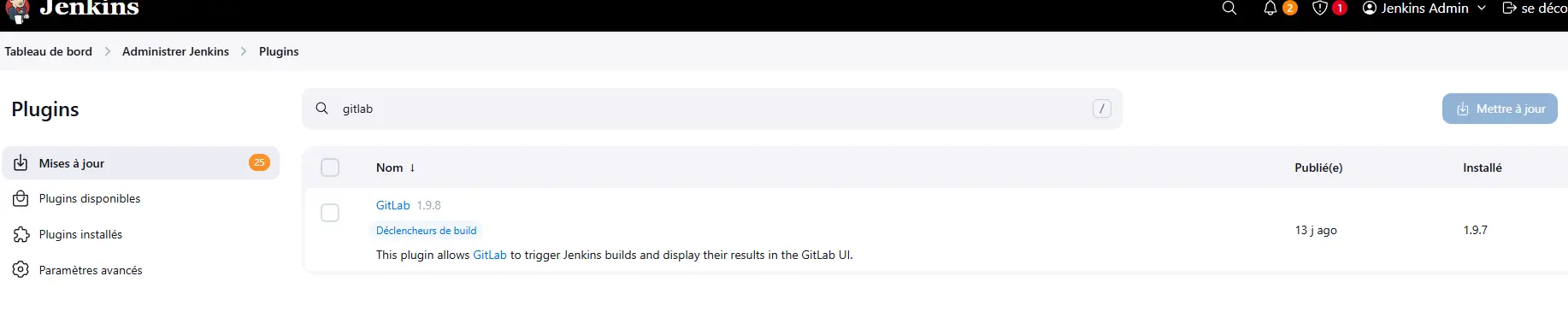 Installation du plugin GitLab