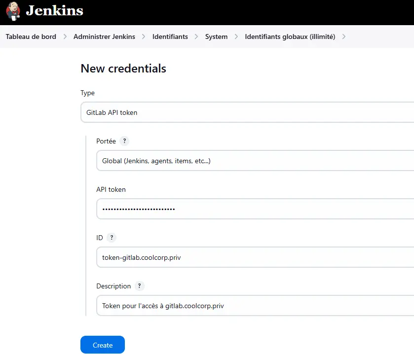 Add Credentials GitLab Token