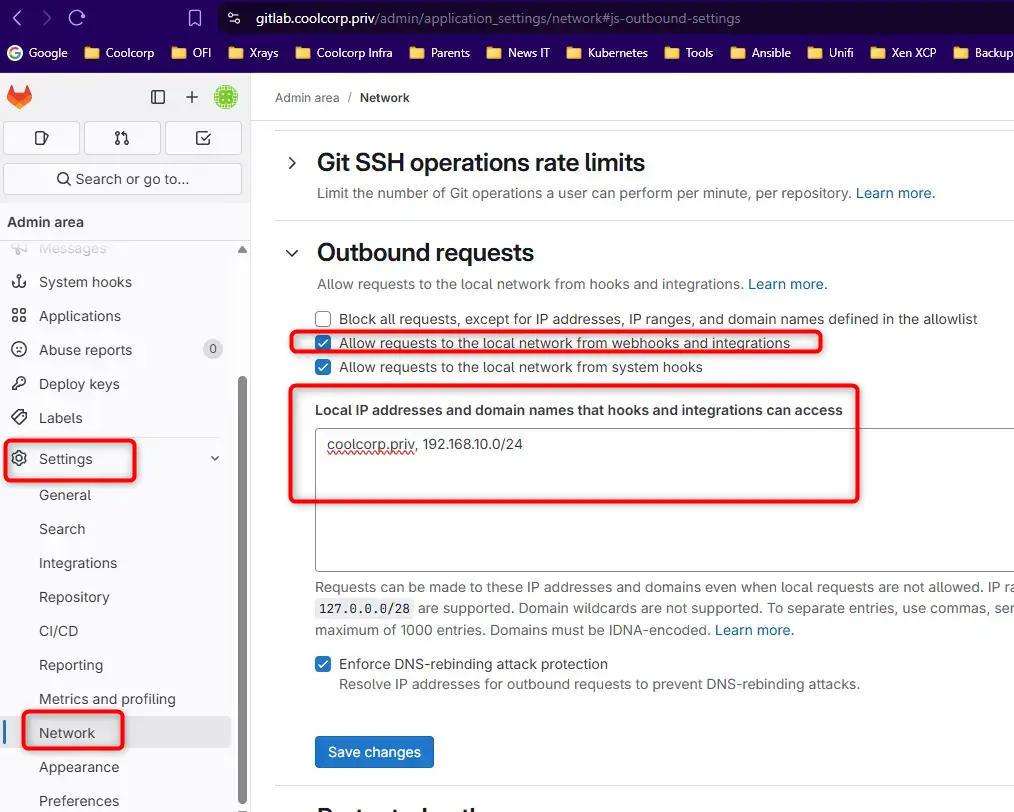 Configuration globale gitlab