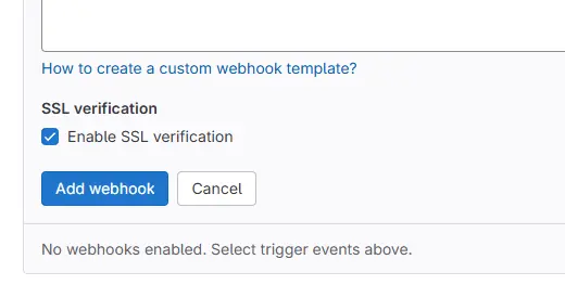 Paramétrage du webhook Gitlab