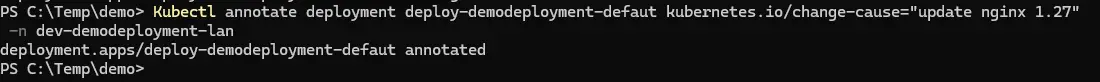 Annotation du dernier Deployment