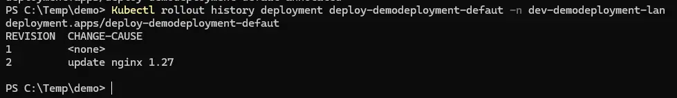 Affichage de la version du Deployment