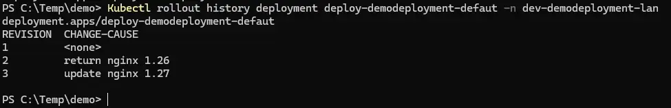 Affichage de la version du Deployment