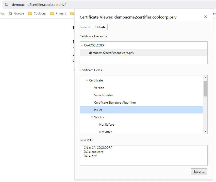 Controle du certificat