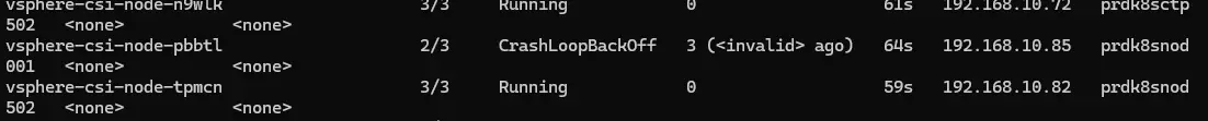 Crash du CSI sur le nouveau node