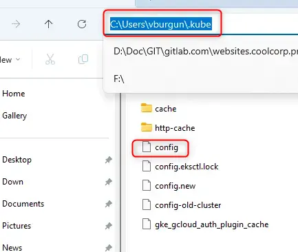 Exemple de l'emplacement du fichier sous Windows