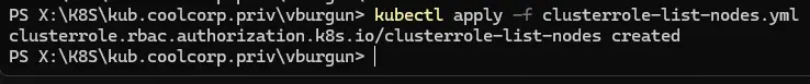 Application du nouveau clusterrole