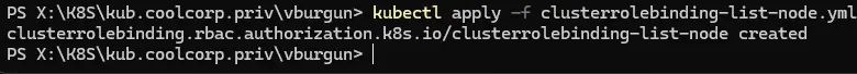 Application du clusterolebinding