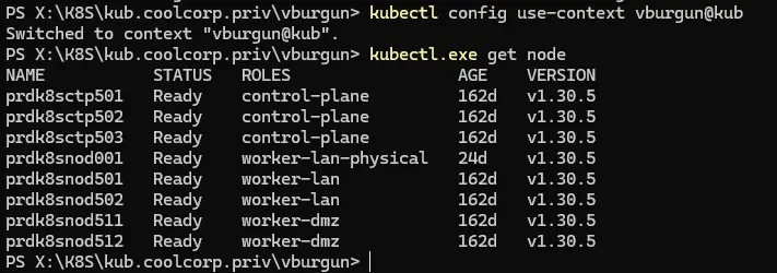 Listage des nodes possibles avec l'utilisateur vburgun