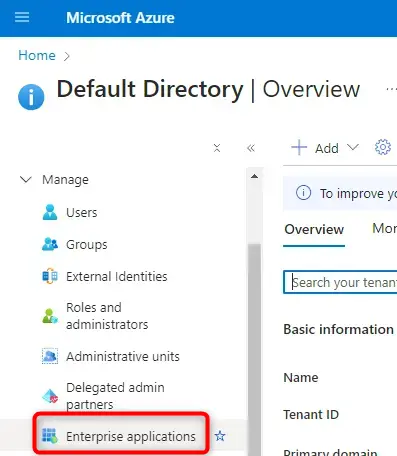 Création de l'application d'entreprise