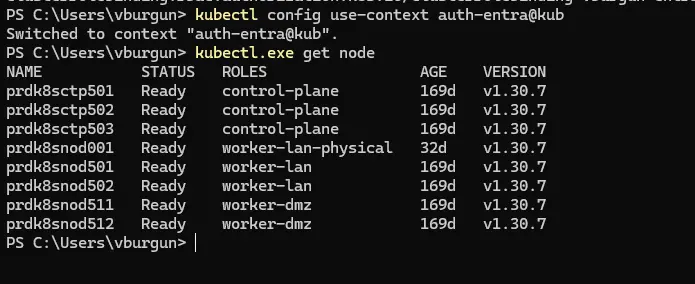 Résultat de la commande get node