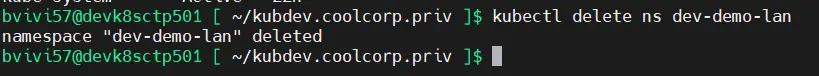 Suppression du namespace de test