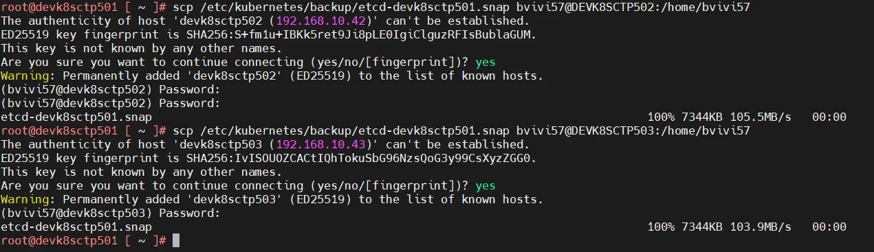 Copie du snapshot sur les autres nodes