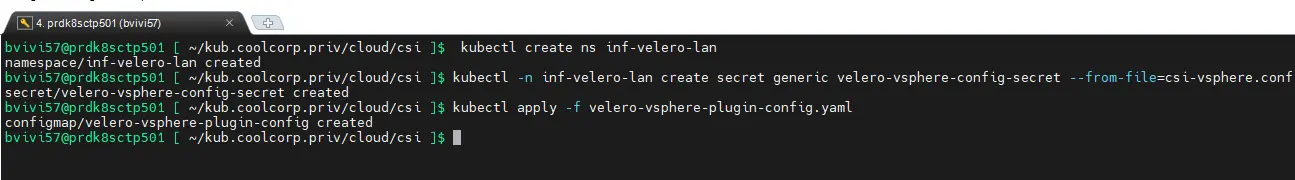 Préparation du namespace pour Velero et ses addons