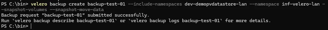Lancement du backup
