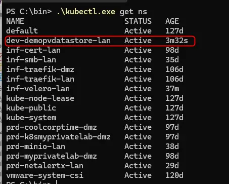 Réaparition du namespace