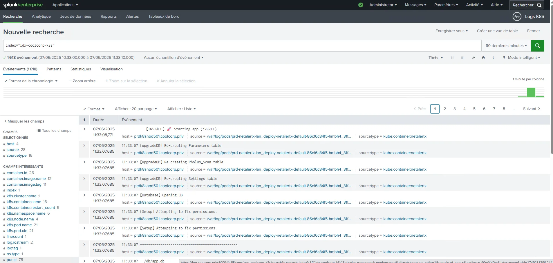Consultation des logs de l'index