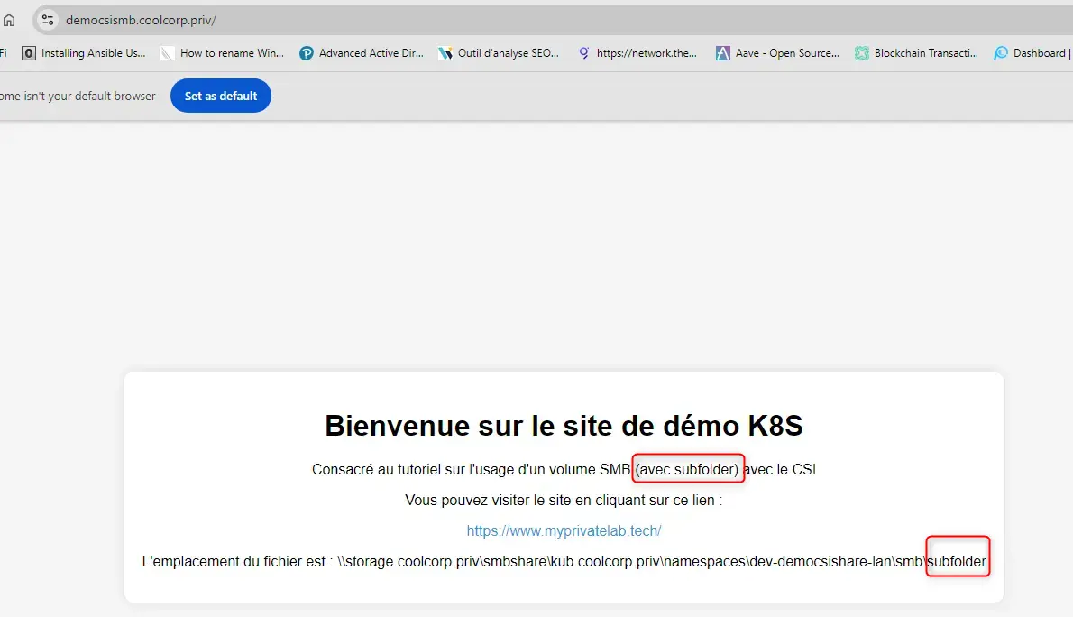 Accès au site avec sous folder