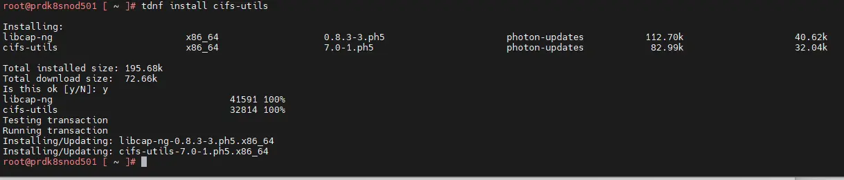 Installation du package cifs