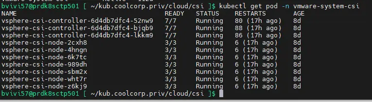 Controle du CSI vSPhere