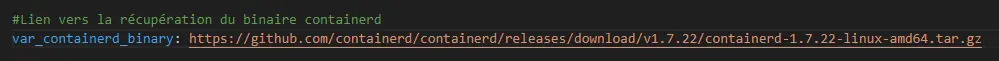 Mise à jour de la variable Ansible pour la récupération de containerd