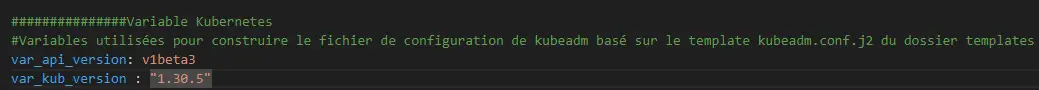 Mise à jour de la version de K8S dans les variable Ansible