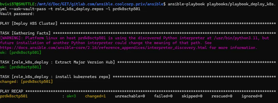 Mise à jour des repo K8S à travers Ansible