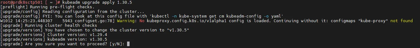 Lancement de la mise à jour de K8S avec kubeadm