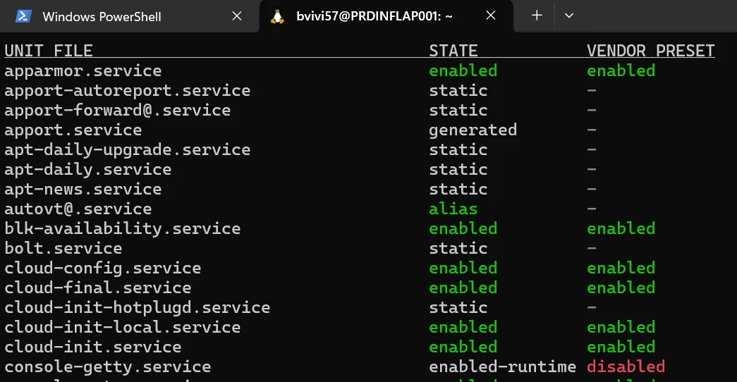 Listing des services avec systemd
