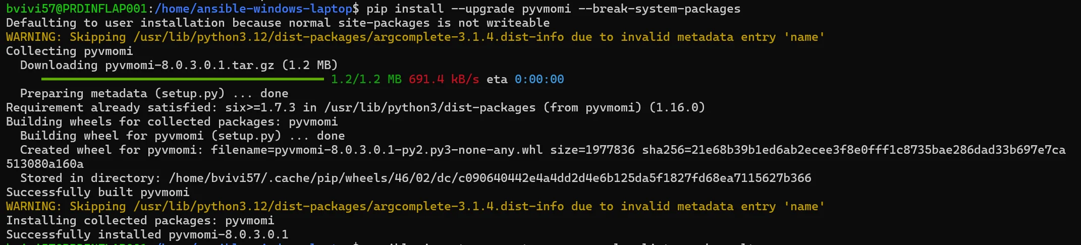 Installation des librairies vSphere python