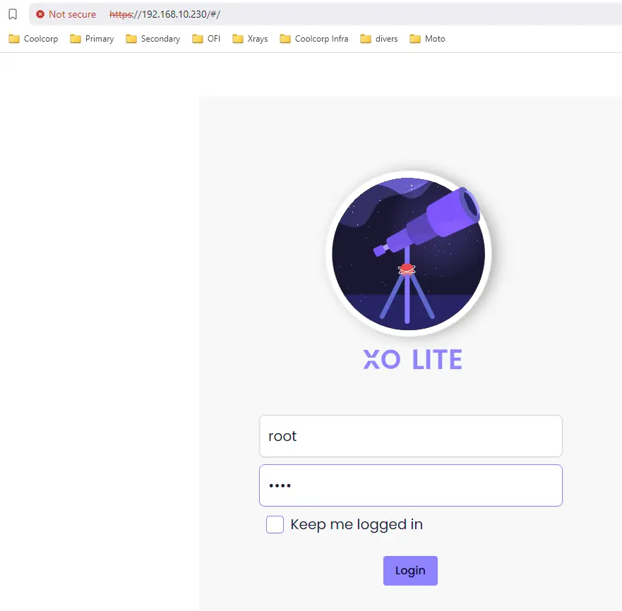 Interface de connexion à XO Lite