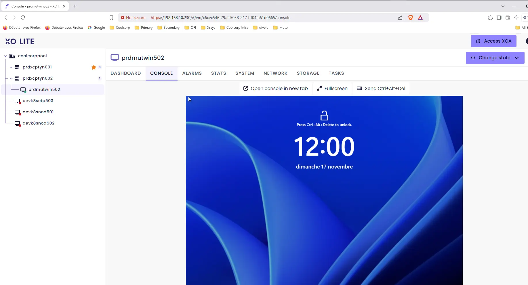 Accès à la console d'une VM depuis XO Lite