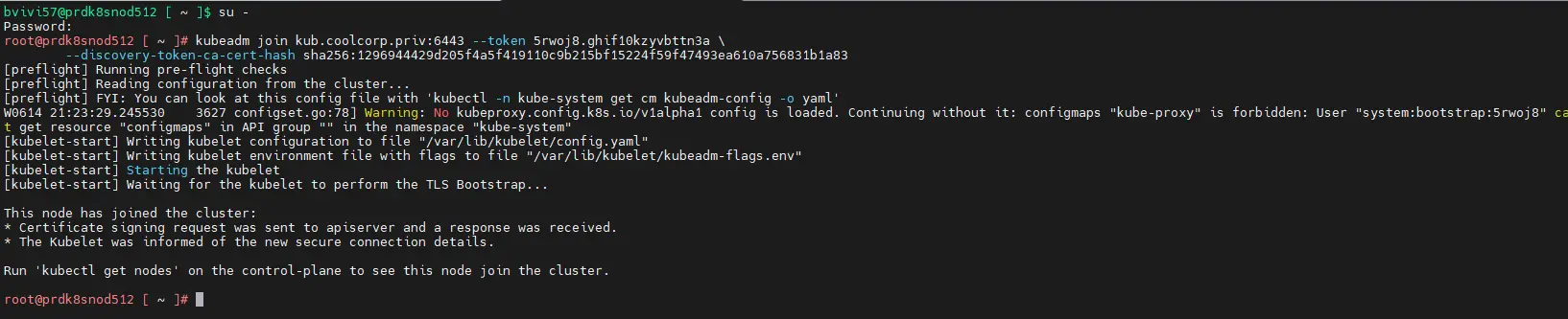 Exemple de fin d'ajout pour un node worker
