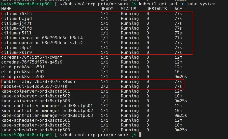 Controle de l'installation des composants de Cilium