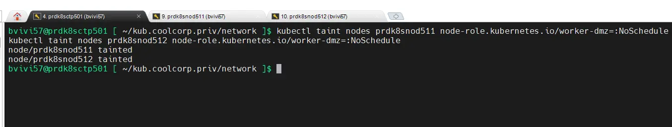Exemple d'application de taint sur les nodes