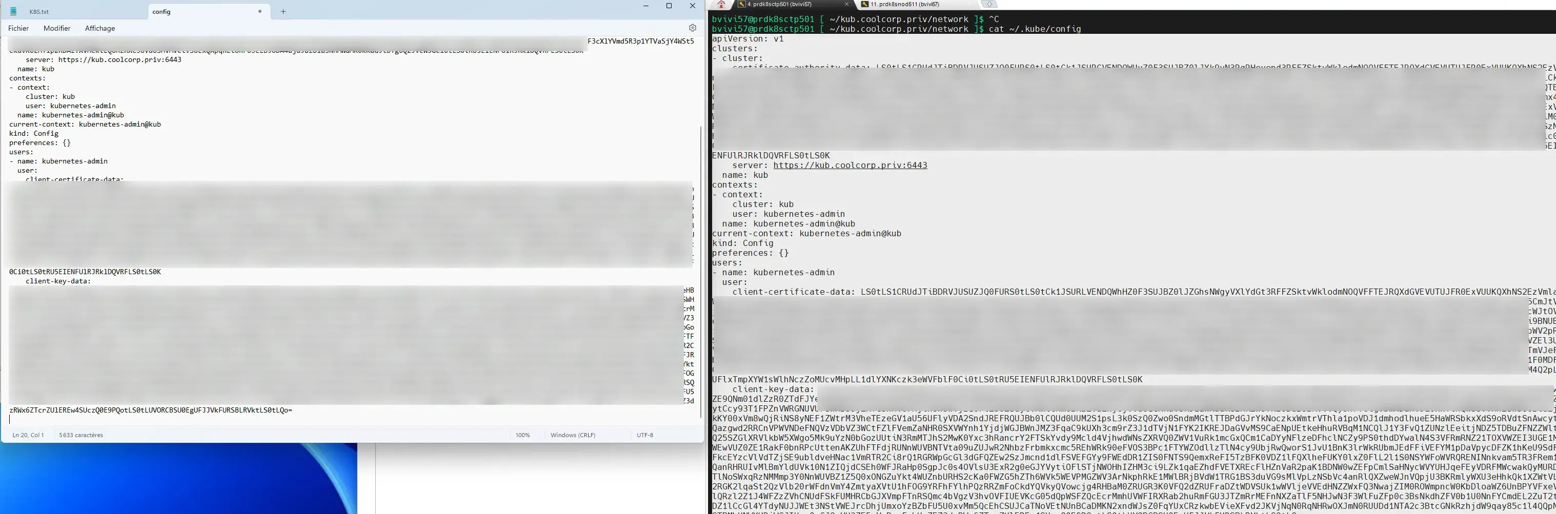 Copie du fichier de configuration kubectl sur son poste
