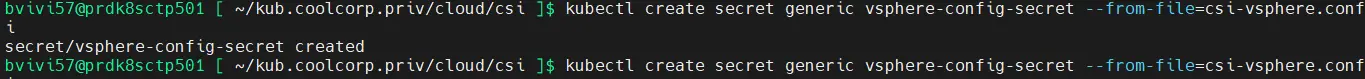 Création du secret pour stocker la configuration du CSI