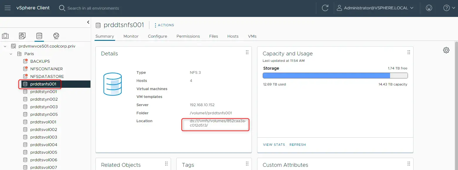 Récupération de la location du datastore depuis le vCenter