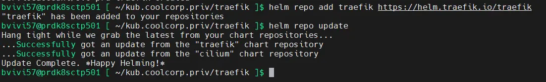 Ajout du repo helm Traefik