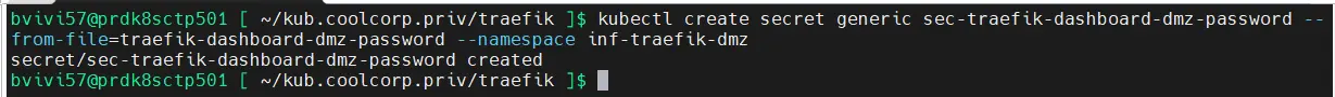 Génération du secret pour stocker les informations d'authentification
