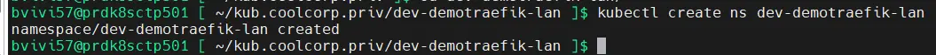 Création du namespace pour les tests