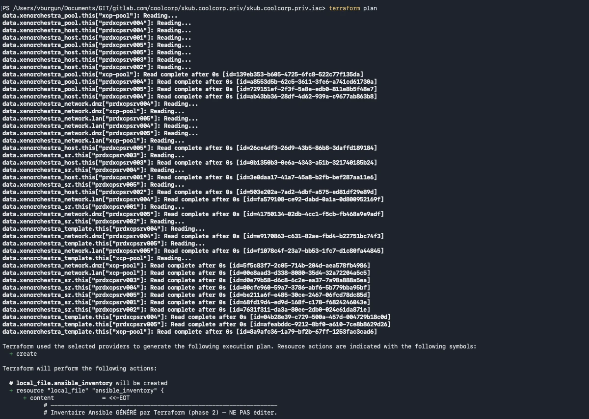 Sortie de terraform plan : lecture des data sources Xen Orchestra